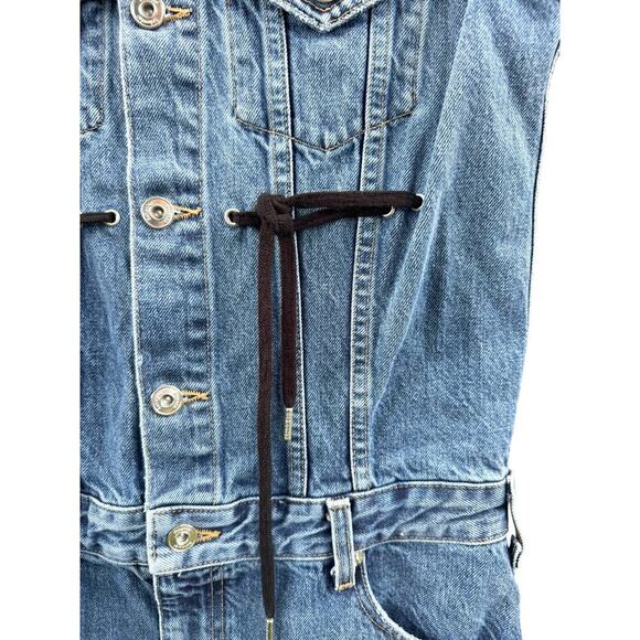 Proenza Schouler White Label Drawstring Tie Denim Dress - Size Small - Picture 6 of 7